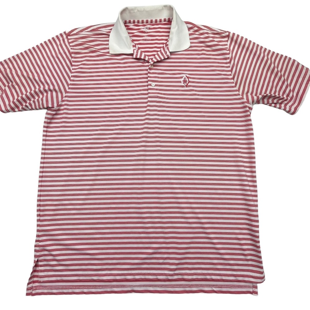 Turtleson Tour Performance Polo Shirt Mens XL Red White Striped Golf Logo